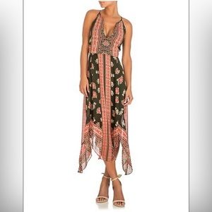 Guess Flower-Print Handkerchief Midi Dress